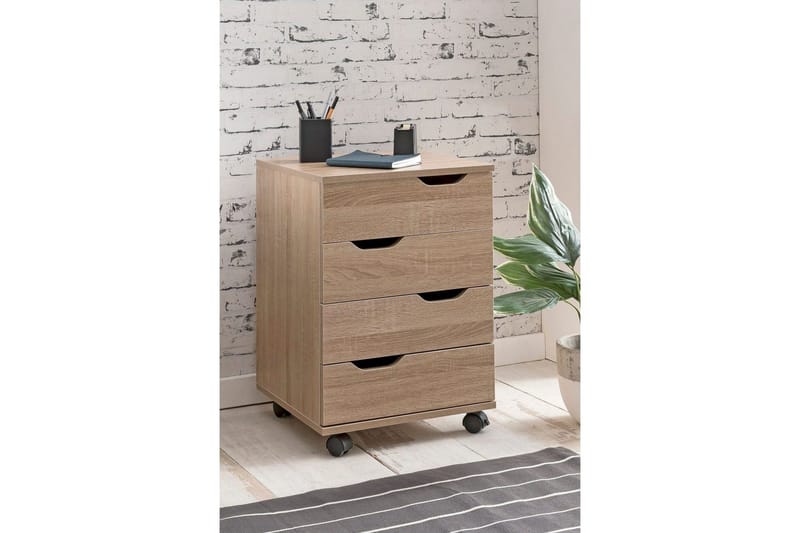 Rullkontejner Wohnling 4 lådor i foliebelagd spånskiva med hjul, modern - Förvaring - Kontorsförvaring - Hurtsar