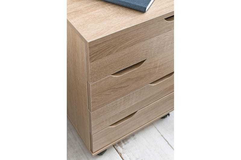 Rullkontejner Wohnling 4 lådor i foliebelagd spånskiva med hjul, modern - Förvaring - Kontorsförvaring - Hurtsar