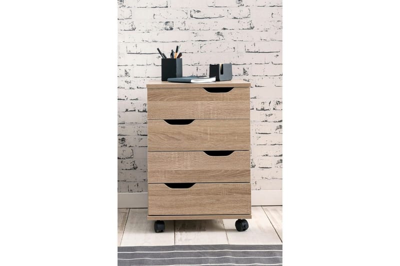 Rullkontejner Wohnling 4 lådor i foliebelagd spånskiva med hjul, modern - Förvaring - Kontorsförvaring - Hurtsar