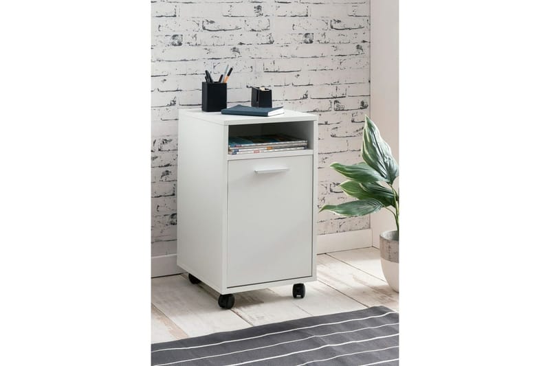 Rullkontejner Wohnling förvaringsbricka, 1 dörr, folierad spånskiva med hjul, modern stil Vit - Vit - Förvaring - Kontorsförvaring - Hurtsar