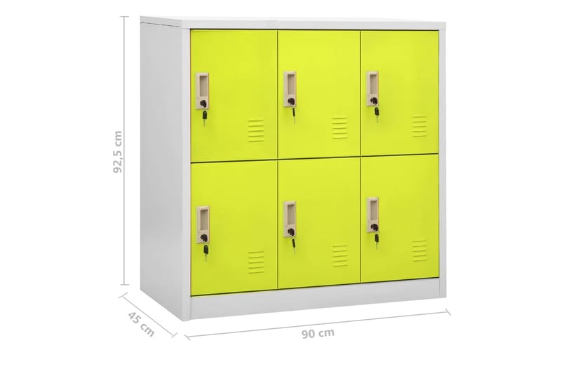 Förvaringsskåp ljusgrå och grön 90x45x92,5 cm stål - Grå - Förvaring - Skåp