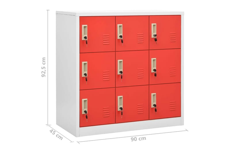 Förvaringsskåp ljusgrå och röd 90x45x92,5 cm stål - Grå - Skåp - Klädskåp & omklädningsskåp