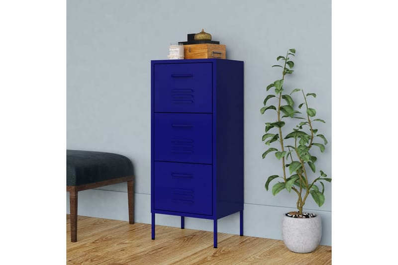Förvaringsskåp marinblå 80x35x101,5 cm stål - Blå - Förvaring - Skåp