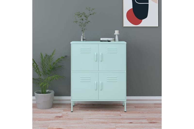 Förvaringsskåp mintgrön 80x35x101,5 cm stål - Blå - Förvaring - Skåp