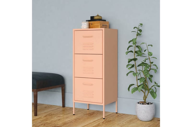 Förvaringsskåp rosa 80x35x101,5 cm stål - Rosa - Förvaring - Skåp