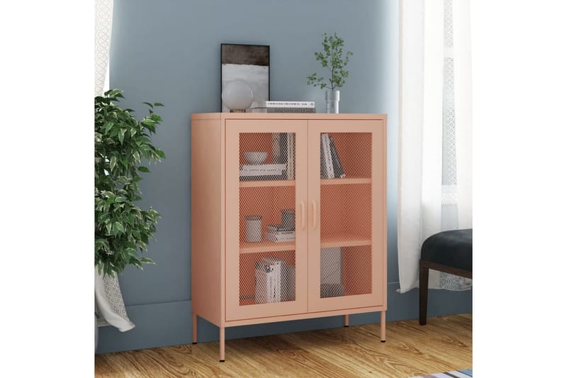 Förvaringsskåp rosa 80x35x101,5 cm stål - Rosa - Förvaring - Skåp