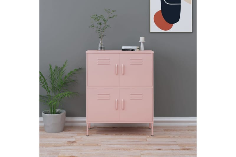 Förvaringsskåp rosa 80x35x101,5 cm stål - Rosa - Förvaring - Skåp