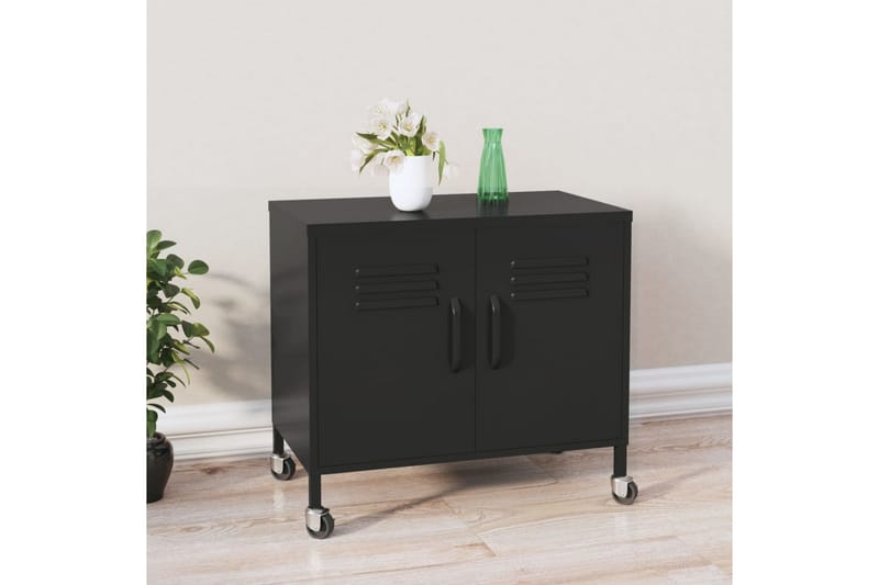 Förvaringsskåp svart 60x35x49 cm stål - Svart - Förvaring - Kontorsförvaring - Hurtsar