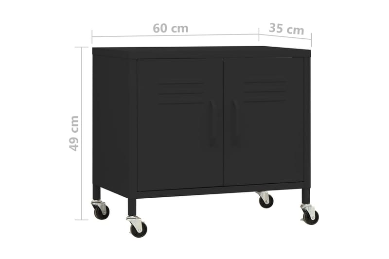 Förvaringsskåp svart 60x35x49 cm stål - Svart - Förvaring - Kontorsförvaring - Hurtsar