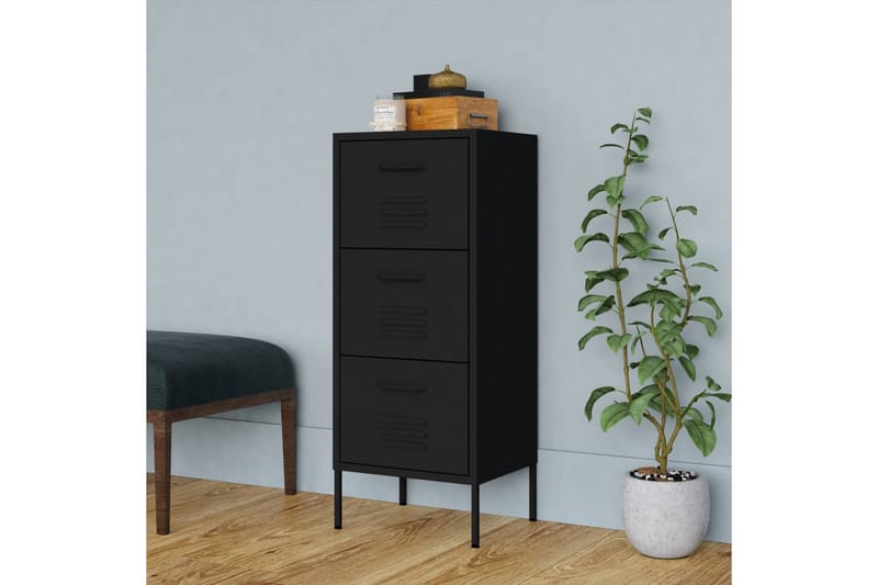 Förvaringsskåp svart 80x35x101,5 cm stål - Svart - Förvaring - Skåp