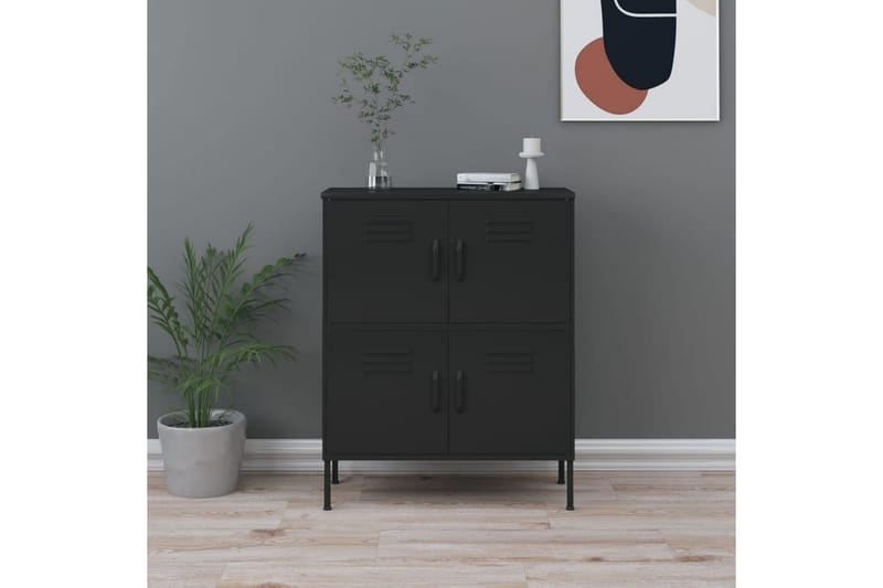 Förvaringsskåp svart 80x35x101,5 cm stål - Svart - Förvaring - Skåp