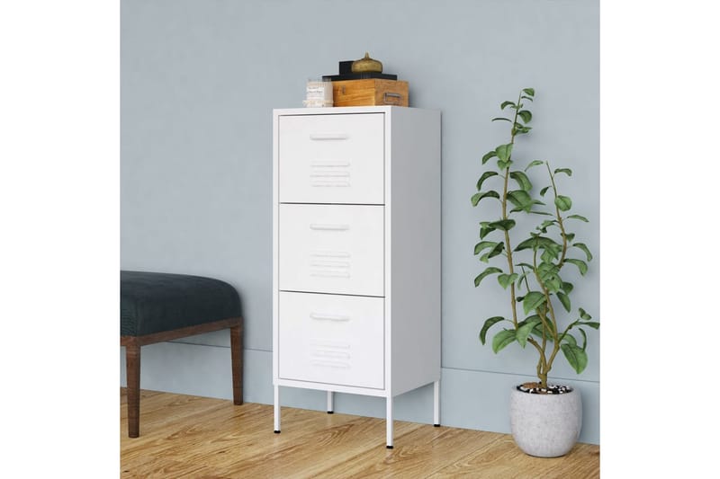 Förvaringsskåp vit 80x35x101,5 cm stål - Vit - Förvaring - Skåp