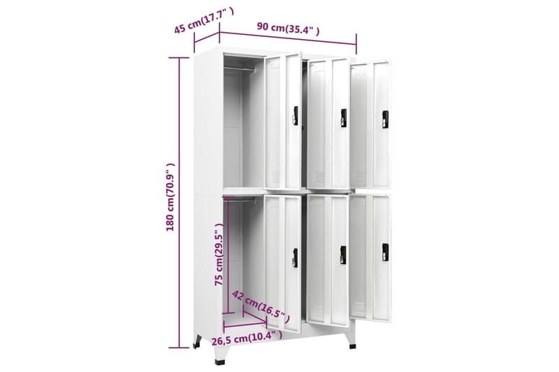 Förvaringsskåp vit 90x45x180 cm stål - Vit - Förvaring - Skåp