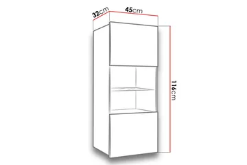 Frick Vägghängt Vitrinskåp Blå LED Belysning 32 cm djup 45 cm bred 117 cm hög Ljust Trä Glas - Vit - Förvaring - Skåp - Vitrinskåp