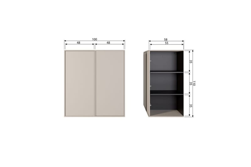 Garderob Dagligen 110x100 cm, Dubbeldörrar - 110x100 cm, Dubbeldörrar - Förvaring - Skåp - Garderobsskåp