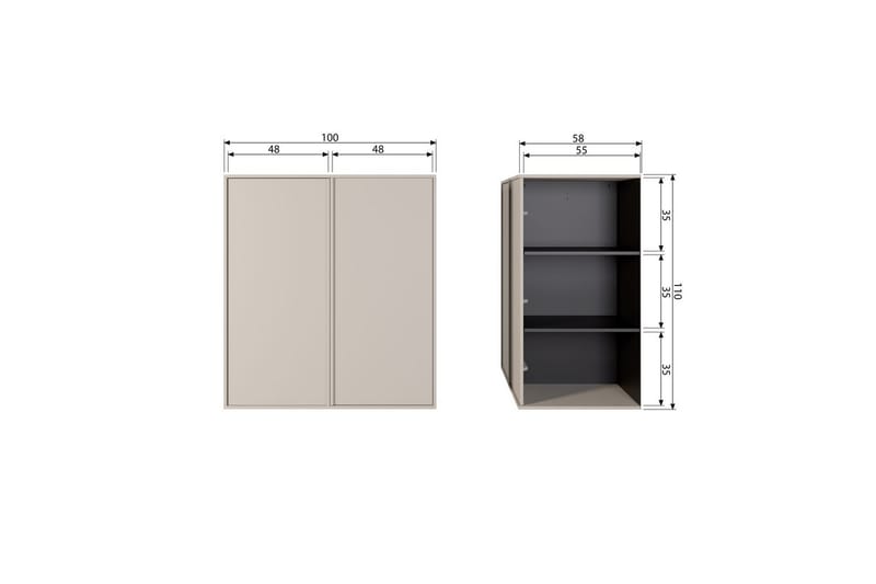 Garderob Dagligen 110x100 cm, Dubbeldörrar - 110x100 cm, Dubbeldörrar - Förvaring - Skåp - Garderobsskåp