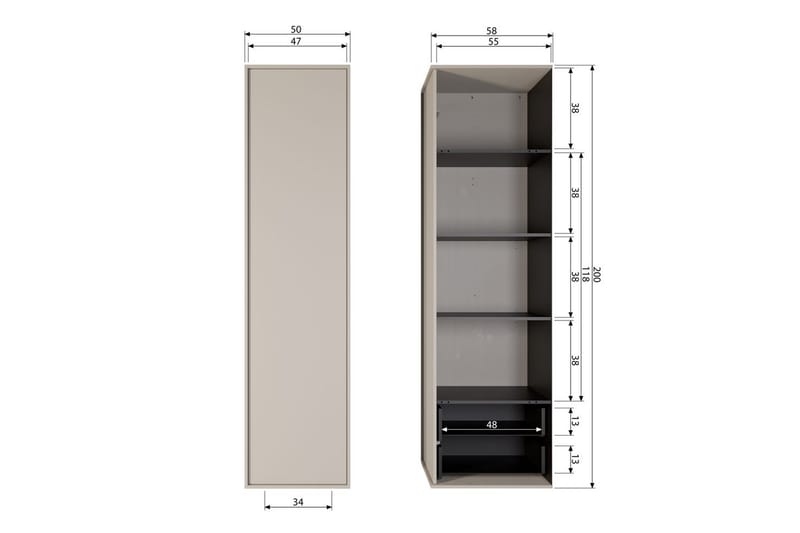 Garderob Dagligen 200x50 cm, Enkel dörr - 200x50 cm, Enkel dörr - Förvaring - Skåp - Garderobsskåp