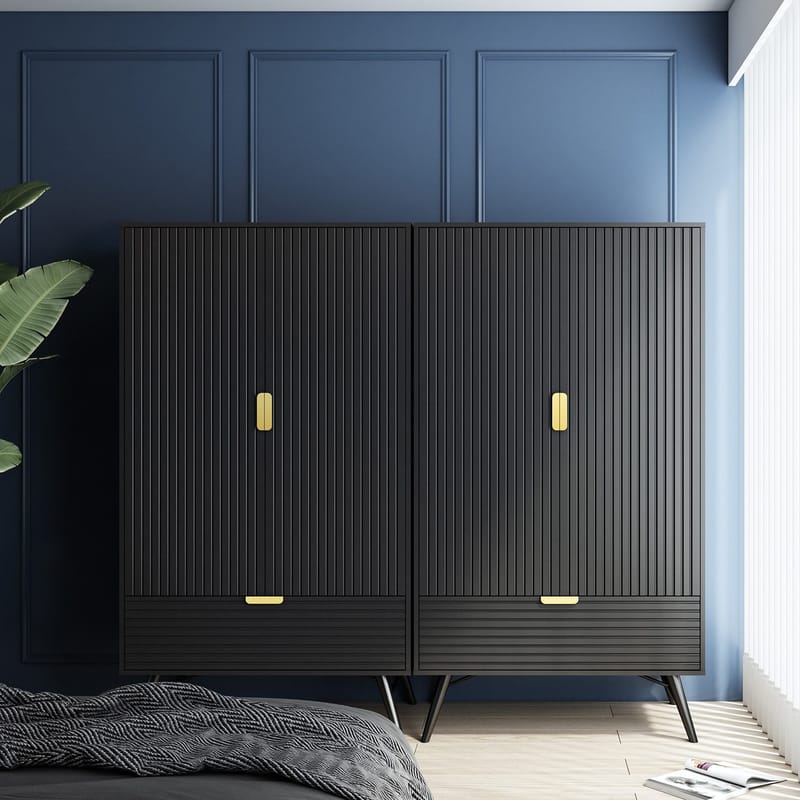 Garderob Morvi 100x56x175 cm - Svart - Förvaring - Skåp - Garderobsskåp