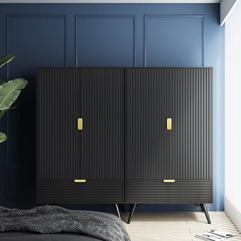 Garderob Morvi 100x56x175 cm - Svart - Förvaring - Skåp - Garderobsskåp