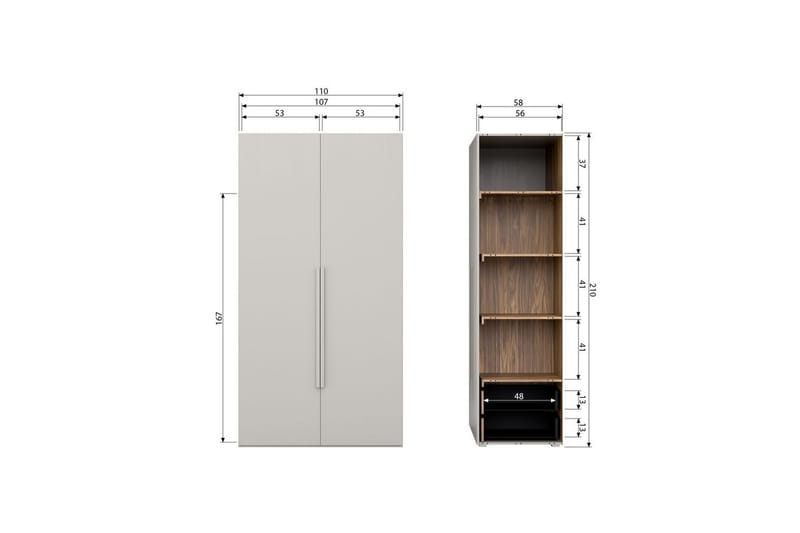 Garderob Rens 2 Dörrar - 2 Dörrar - Förvaring - Skåp - Garderobsskåp