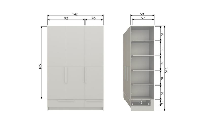 Garderob Pure 3 dörrar - 3 dörrar - Förvaring - Skåp - Garderobsskåp