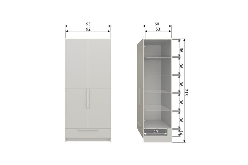 Garderob Pure 2 Dörrar - 2 Dörrar - Förvaring - Skåp - Garderobsskåp