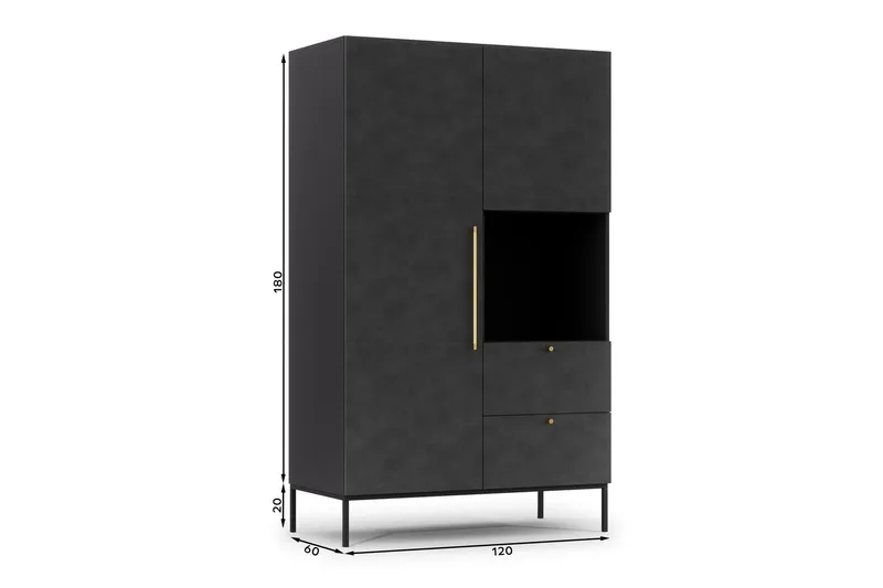 Anjal Garderobsskåp 120 cm - Svart - Förvaring - Skåp - Garderobsskåp