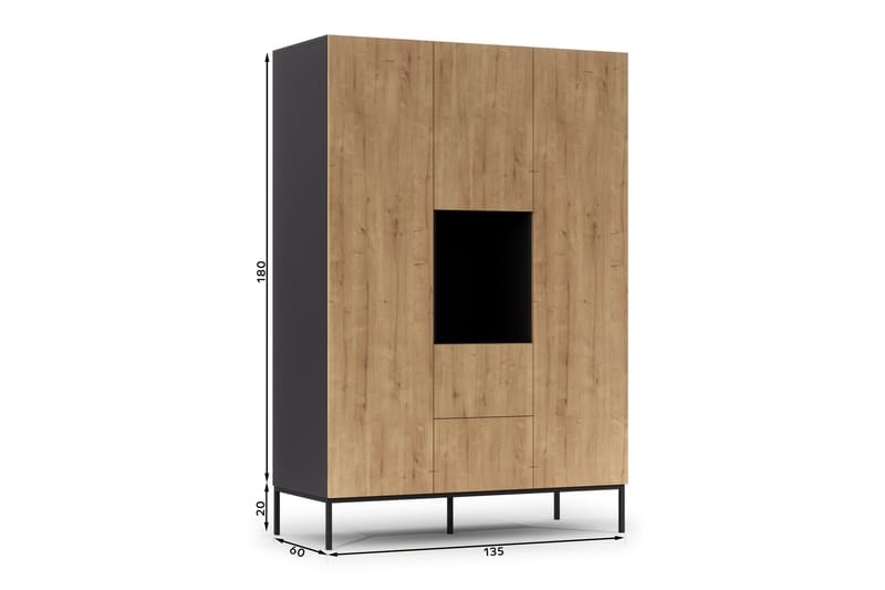 Anjal Garderobsskåp 135 cm - Ek - Förvaring - Skåp - Garderobsskåp