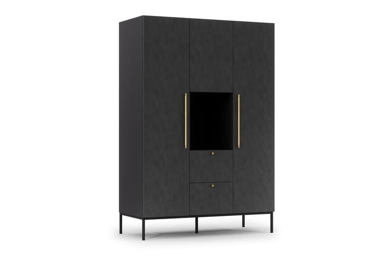 Anjal Garderobsskåp 135 cm, Svart
