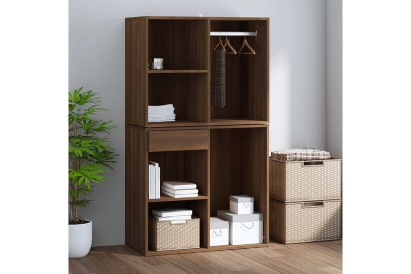 beBasic Klädskåp brun ek 80x40x65 cm konstruerat trä - Förvaring - Skåp - Garderobsskåp