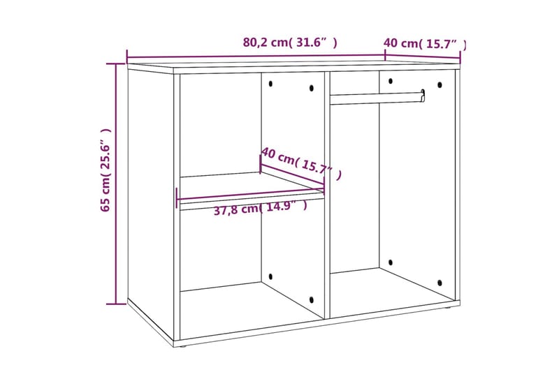 beBasic Klädskåp brun ek 80x40x65 cm konstruerat trä - Förvaring - Skåp - Garderobsskåp