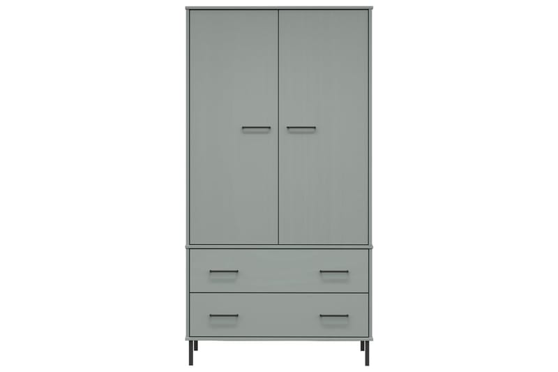 beBasic Klädskåp med metallben OSLO grå 90x55x172,5 cm massivt trä - Förvaring - Skåp - Garderobsskåp