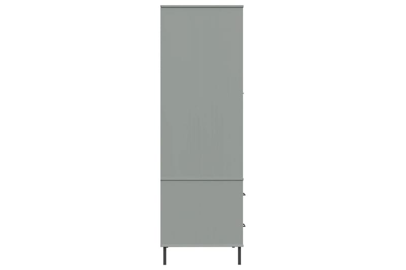 beBasic Klädskåp med metallben OSLO grå 90x55x172,5 cm massivt trä - Garderobsskåp