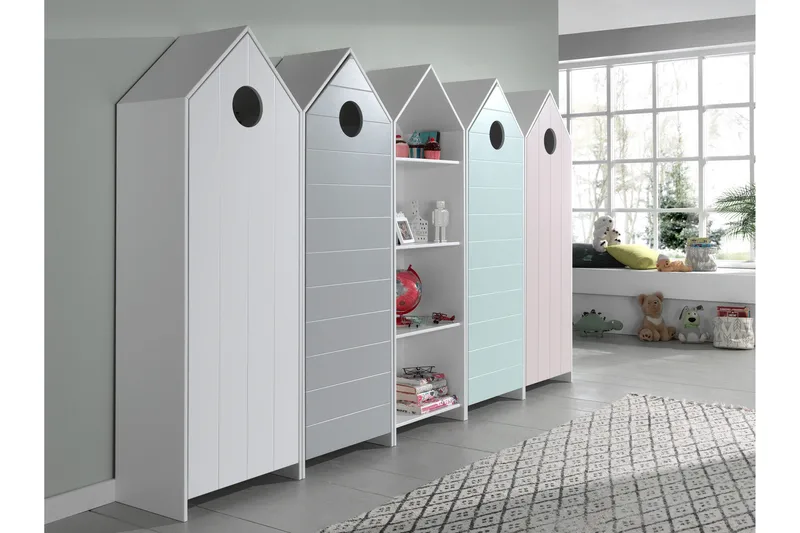 Bustorp Garderober 5-pack, Vit/Grå/Rosa/Mintgrön