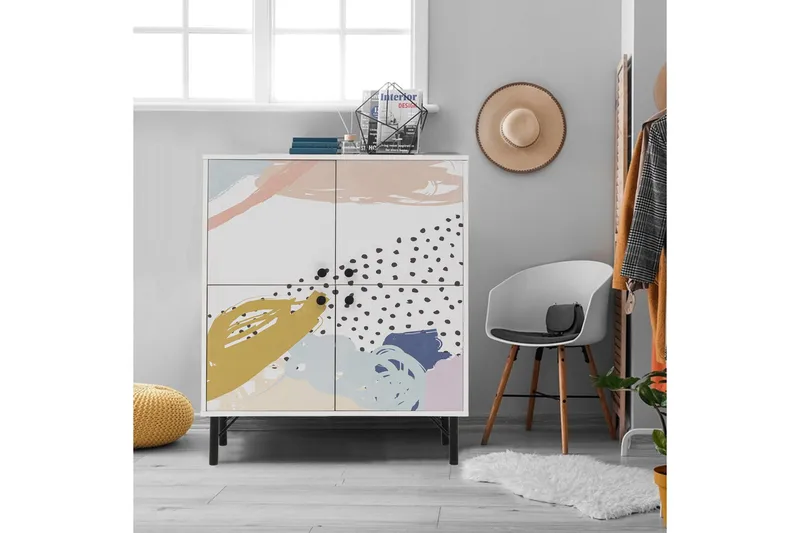 Dot Garderobdsskåp 95x111 cm Brun/Vit - Hanah Home - Förvaring - Skåp - Garderobsskåp