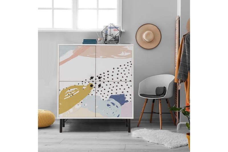 Dot Garderobdsskåp 95x111 cm Brun/Vit - Hanah Home - Förvaring - Skåp - Garderobsskåp
