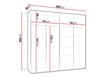 Eikra Garderob med spegel 200 cm - Svart - Förvaring - Skåp - Garderobsskåp
