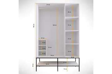 Elesham Garderob 50x126 - Vit/Svart/Guld - Förvaring - Skåp - Garderobsskåp