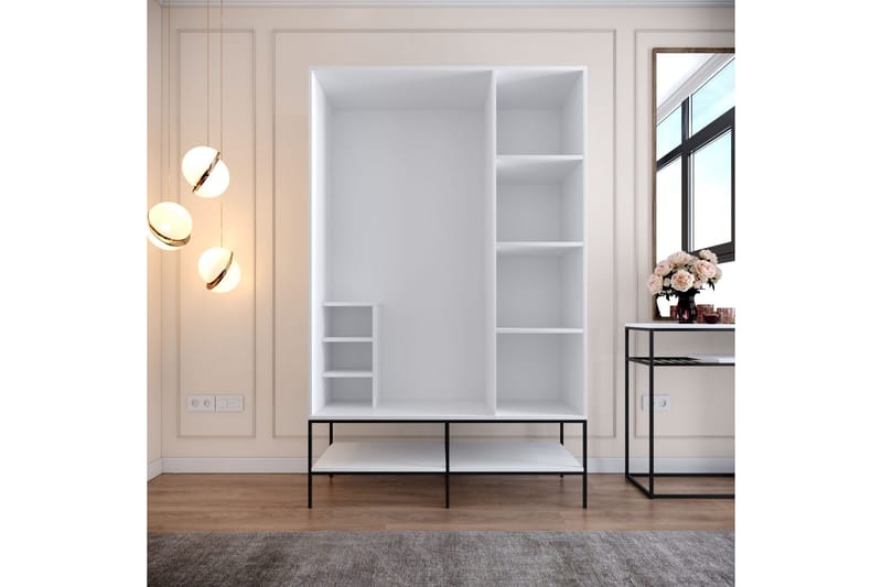 Elesham Garderob 50x126 - Vit/Svart/Guld - Förvaring - Skåp - Garderobsskåp