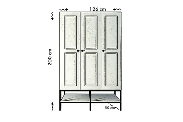 Elesham Garderob 50x126 - Vit/Svart/Guld - Förvaring - Skåp - Garderobsskåp