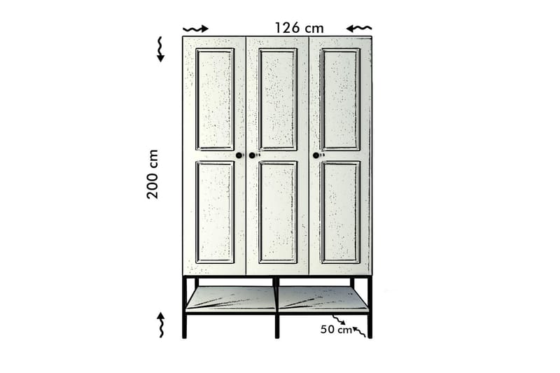 Elesham Garderob 50x126 - Vit/Svart/Guld - Förvaring - Skåp - Garderobsskåp