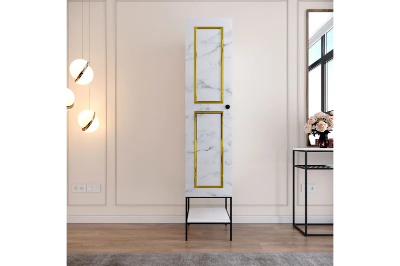 Elesham Garderob 50x42, Vit/Svart/Guld