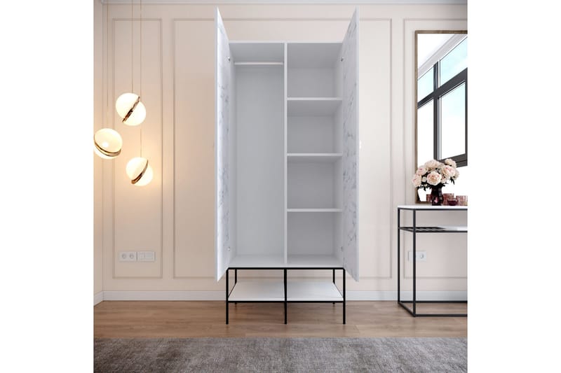 Elesham Garderob 50x84 - Vit/Svart/Guld - Förvaring - Skåp - Garderobsskåp