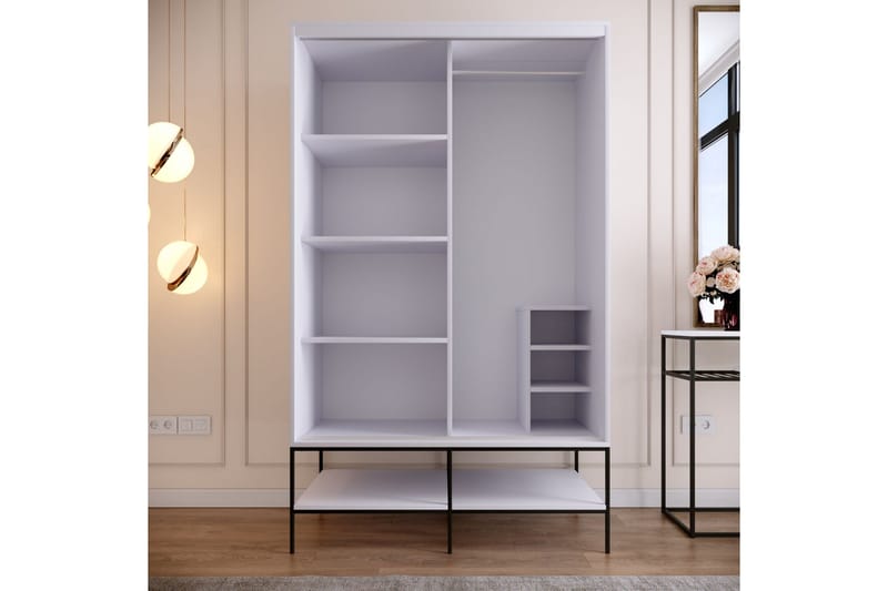 Elesham Garderob 57x120 - Vit/Svart/Guld - Förvaring - Skåp - Garderobsskåp