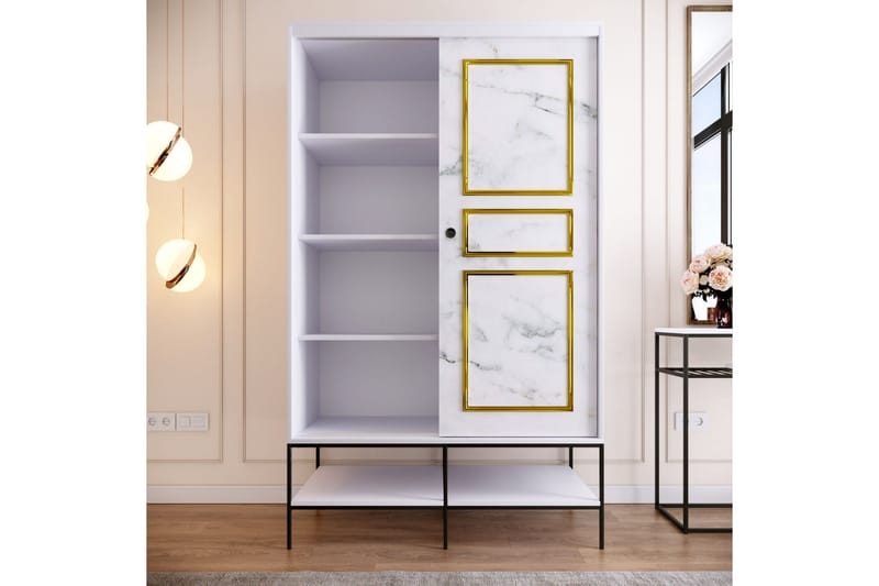 Elesham Garderob 57x120 - Vit/Svart/Guld - Förvaring - Skåp - Garderobsskåp