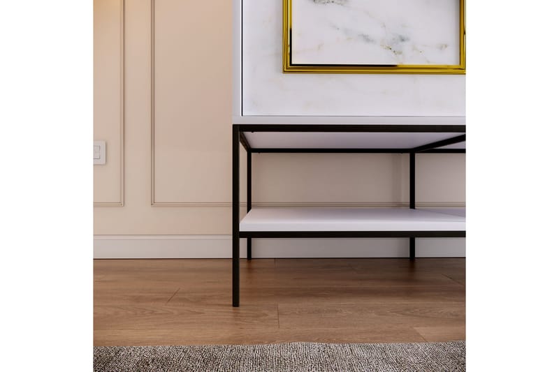 Elesham Garderob 57x120 - Vit/Svart/Guld - Förvaring - Skåp - Garderobsskåp