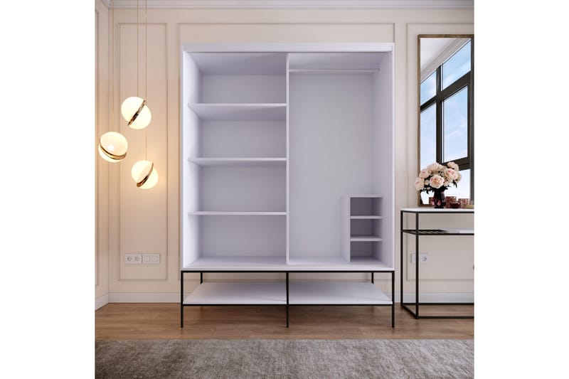 Elesham Garderob 57x150 - Vit/Svart/Guld - Förvaring - Skåp - Garderobsskåp