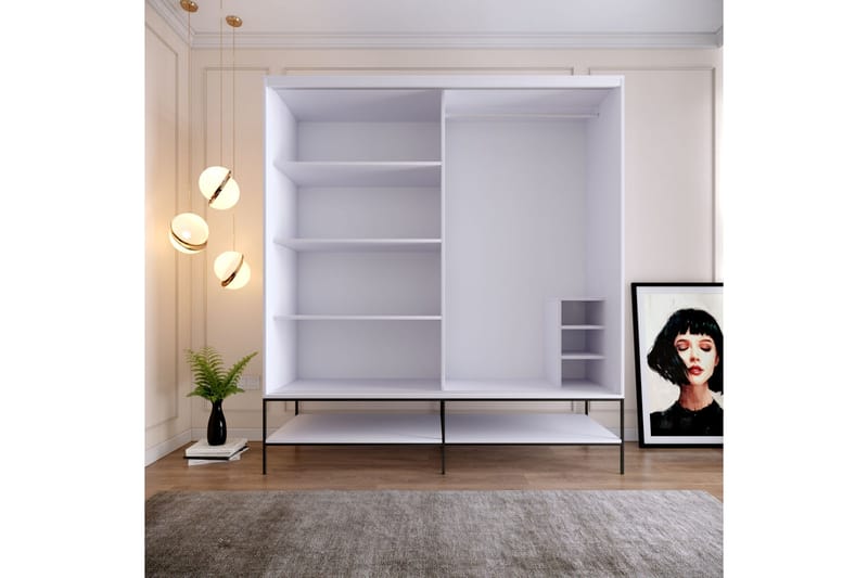 Elesham Garderob 57x190 - Vit/Svart/Guld - Förvaring - Skåp - Garderobsskåp