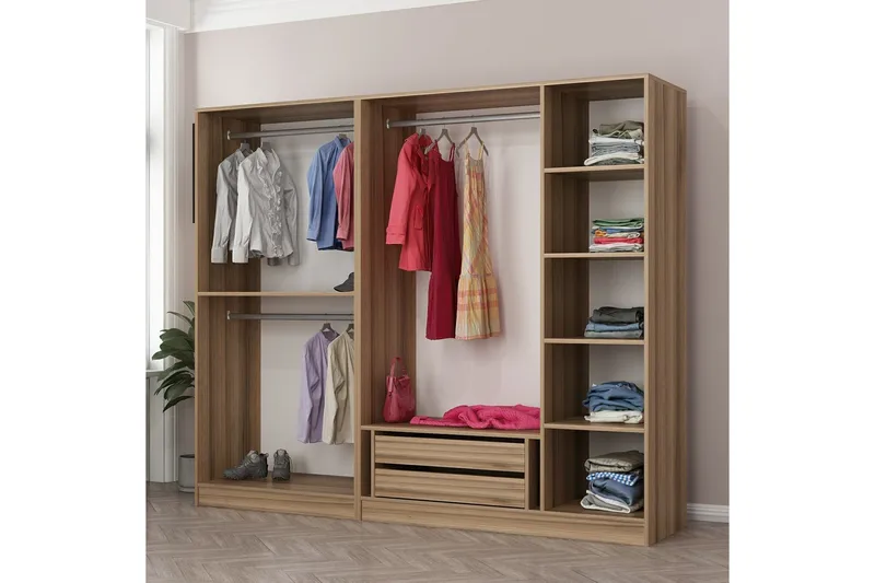 Fruitland Garderob 225 cm - Brun - Förvaring - Skåp - Garderobsskåp