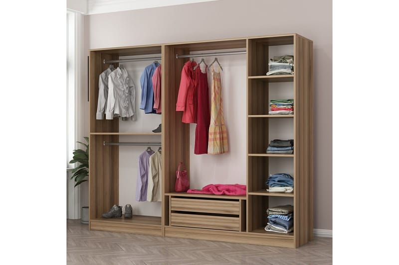 Fruitland Garderob 225 cm - Brun - Förvaring - Skåp - Garderobsskåp
